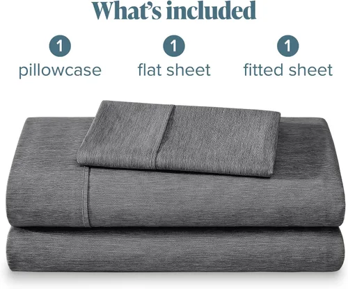 Vista 8 de Bare Home - Juego de sábanas estampadas, 1800 ultra suaves (individual, gris jaspeado) Deep Pockets 6 to 15 Inches, Breathable, Hypoallergenic