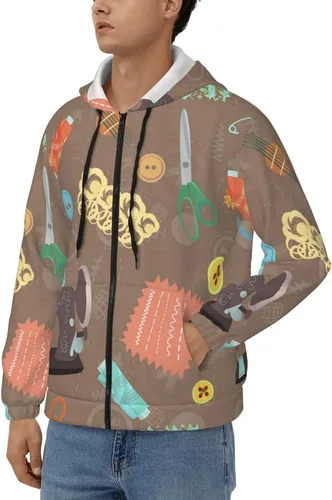 Vista 2 de Mens 3D Full-Zip Hoodies Jacket Pullover Hooded Top Sweatshirt