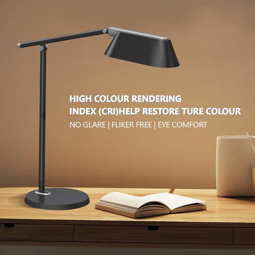 Vista 6 de Lámpara de escritorio para oficina y hogar, luz de escritorio con atenuación continua, fuente de luz más grande, lámpara de escritorio USB de 8 W