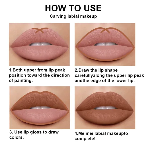 Vista 5 de Juego de 2 delineadores de labios y lápiz labial, color beige rosa mate, marrón líquido mate 24H, impermeable, de larga duración, kit de labios mate