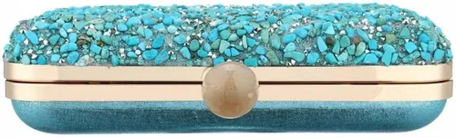 Vista 4 de Bolso de mano de noche de piedra multicolor brillante bolso de mano brillante con purpurina para boda, fiesta, baile de graduación
