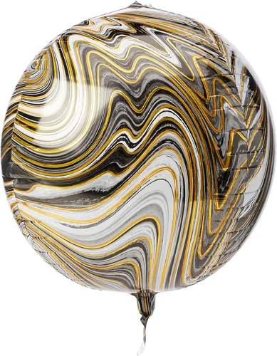 Vista 3 de Anagram - Globo de papel de aluminio Orbz-Black Marblez de 16 pulgadas, multicolor