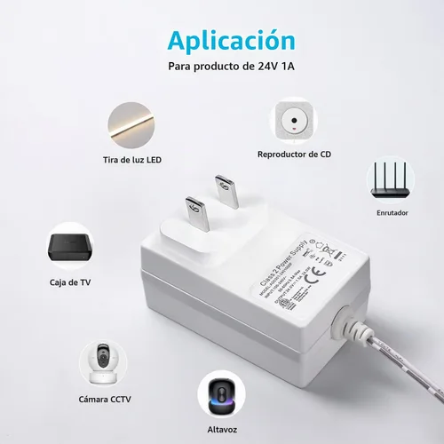 Vista 4 de Transformador de timbre de 24 voltios 110V/120V AC a DC 24V Adaptador compatible con tiras de luces LED