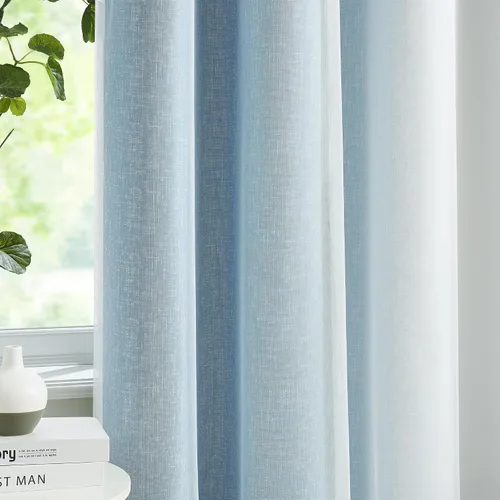 Vista 9 de Cortinas 100% opacas con superposición de gasa Mix and Match de doble capa, 54 pulgadas de largo, 2 paneles para dormitorio y sala de estar, azul
