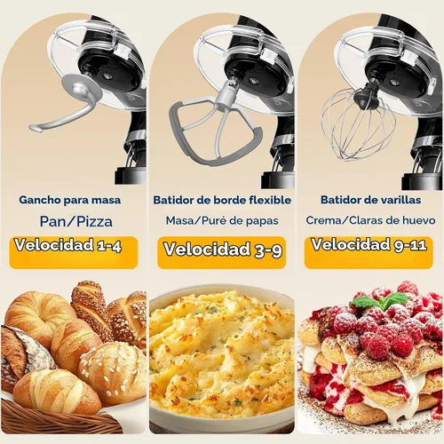Vista 6 de VIVOHOME Batidora de pie con fermentación, preajustes de un toque, batidora eléctrica de masa con tazón de 6 cuartos, batidora de pie de cocina