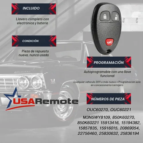 Vista 4 de Llavero de control remoto de entrada sin llave compatible con Chevy Silverado Traverse Avalanche Equinox Express/GMC Acadia Savana Sierra/Pontiac