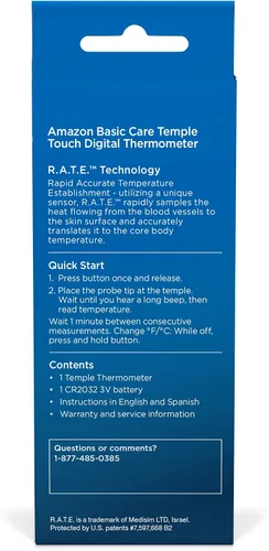Vista 4 de Amazon Basic Care Termómetro Digital Temple Touch, Blanco