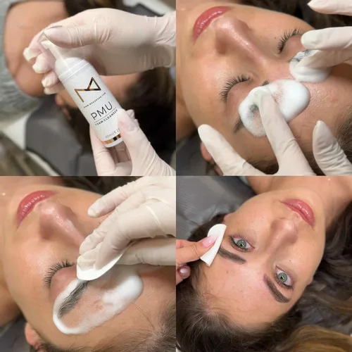 Vista 4 de M - Limpiador permanente de espuma para cejas y pestañas para extensiones de pestañas, microblading, polvo de cejas, cejas, nano cejas, maquillaje