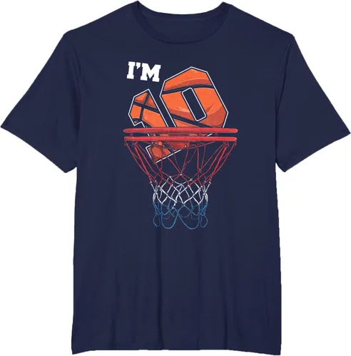 Vista 45 de Camiseta de regalo de cumpleaños con red de baloncesto de 10 años, Negro