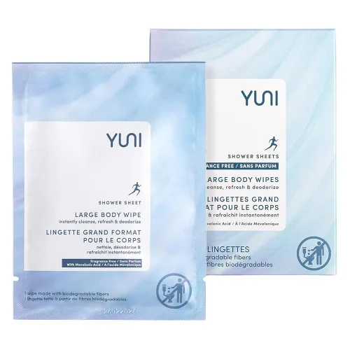 Vista 14 de YUNI Beauty Toallitas corporales grandes, menta cítrica, 12 unidades, compostables, biodegradables, limpiador corporal sin enjuague, alternativa