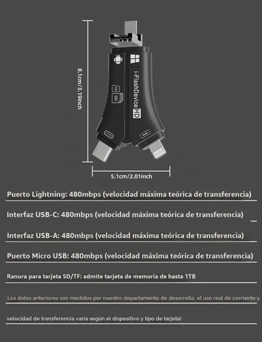 Vista 8 de Lector de tarjetas SD 4 en 1 para iPhone que lee ambas memorias SD TF simultáneamente, para cámara de sendero/visor de cámara de juego de caza