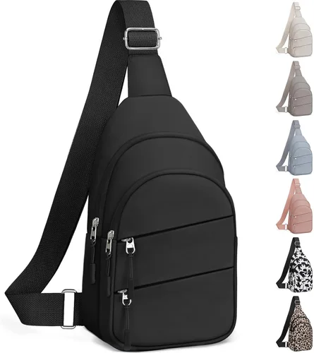 Vista 18 de Tuwubi Bolsos cruzados para mujer, bolsa para hombres, mochila pequeña de senderismo antirrobo, ligera para viajes al aire libre (M, beige)