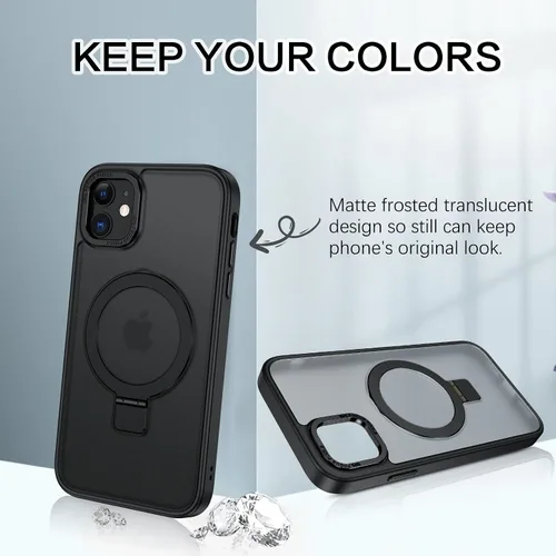 Vista 4 de Telaso Magnético para Funda de iPhone 12 Mini, Compatible con Magsafe con Soporte de Anillo Magnético, Funda Protectora de Grado Militar con Parte