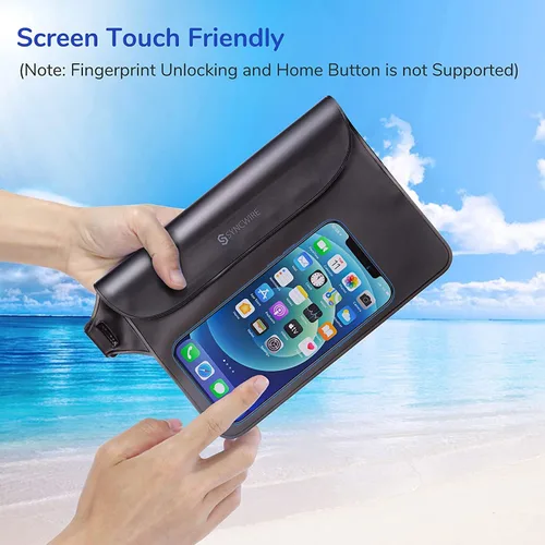 Vista 2 de Riñonera impermeable con correa ajustable para mantener el teléfono celular, herramienta de playa segura para natación, barco, kayak, parque