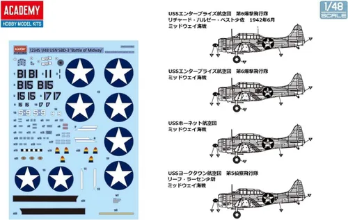 Vista 8 de Academy 12345 1/48 US Navy SBD-3 Dauntless, Operación Midway Modelo de plástico, color moldeado
