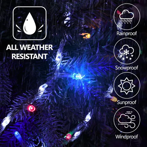 Vista 6 de Jyoiat - Luces de Navidad de 30 pies - 240 LEDs, luces de tira multicolor con flujo de agua con 8 modos básicos + 6 modos de flujo, luces