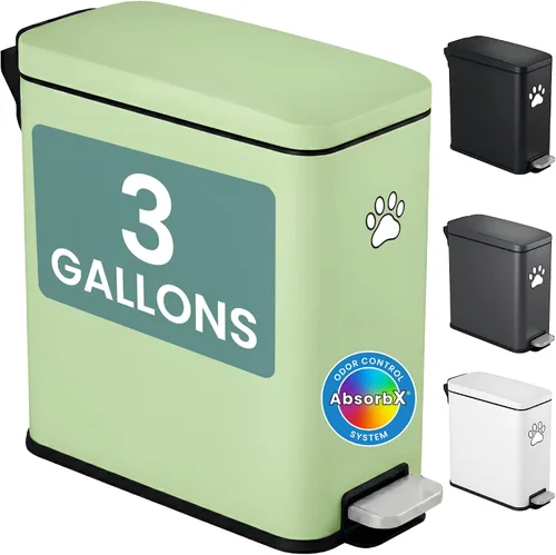 Vista 19 de iTouchless Cubo de basura para excrementos de perro de 3 galones / 12 litros con filtro de olor AbsorbX – Recipiente de basura de metal de cierre