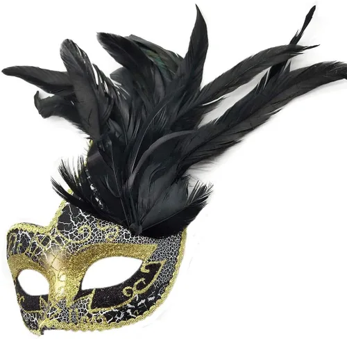 Vista 2 de Máscara de plumas para mascarada, máscara para Halloween, Mardi Gras, fiesta de disfraces