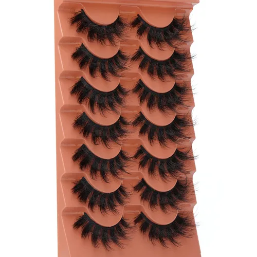 Vista 6 de TOOCHUNAG - Pestañas postizas esponjosas 8D de 20mm, pelo de visón sintético, pestañas naturales, gruesas, con volumen, ojo de gato, paquete de 7