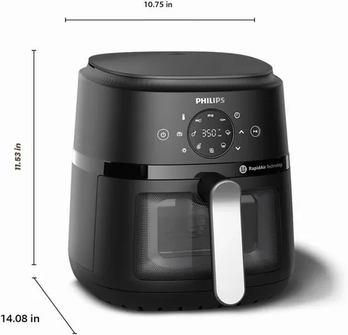 Vista 3 de Philips 2000 Series Air Fryer with Window, 13 Ways to Cook, 4.4 QT, Black