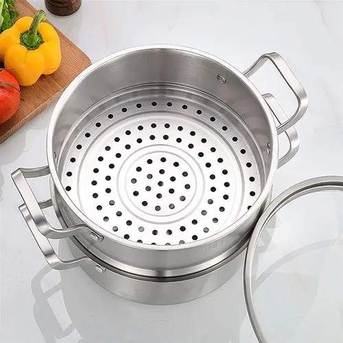 Vista 4 de Vaporizador de alimentos de 5 capas, olla de sopa, olla de cocina de 5 capas de acero inoxidable para el hogar, adecuada para estufa de gas/cocina