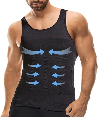 Vista 4 de Mistirik Camisas de compresión para hombre Chaleco adelgazante para hombre Camiseta ajustada para hombre Camiseta de compresión sin mangas
