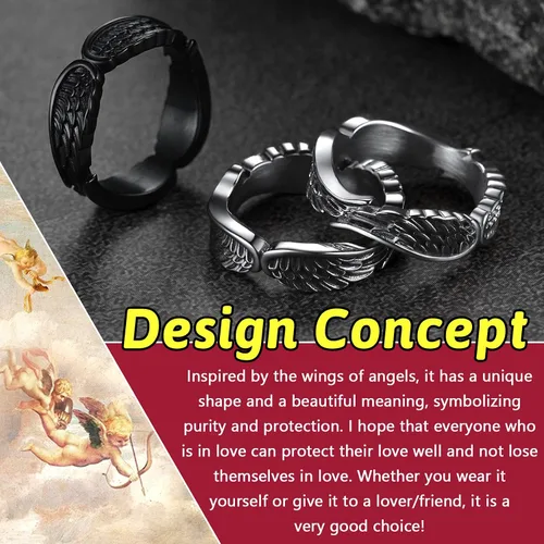 Vista 6 de FaithHeart Anillos góticos punk del diablo mal de ojo, anillo de motociclista de acero inoxidable con garra de dragón y águila para hombres