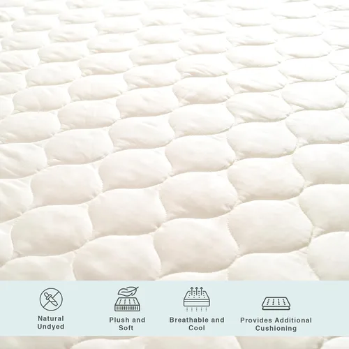 Vista 4 de FABDREAMS Protector de colchón acolchado orgánico tamaño Twin Almohadilla de colchón Funda de colchón Naturalmente transpirable Sin ruido