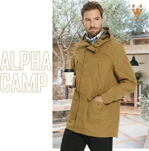 Vista 8 de ALPHA CAMP Men Waterproof Jacket with Hood Rain Coat Windbreaker All Weather Breathable Long Soft Shell