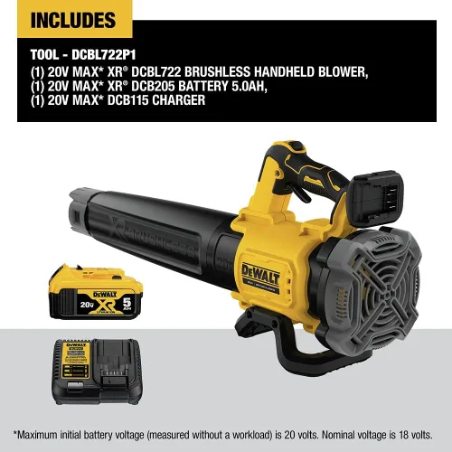 Vista 2 de DEWALT Soplador de hojas MAX* XR de 20 V, 125 MPH, 450 CFM (DCBL722P1)