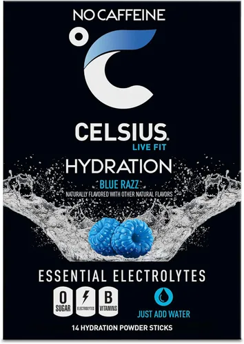 Vista 5 de Celsius Hydration™ Blue Razz, mezcla de bebida de hidratación con electrolitos sin azúcar (paquete de 14)