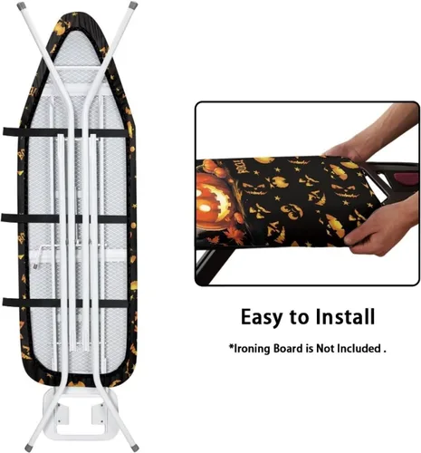 Vista 5 de UNICEU Funda de tabla de planchar elástica de 13 x 52 pulgadas con bordes elásticos, cubierta de tabla de hierro resistente a la quema de Halloween