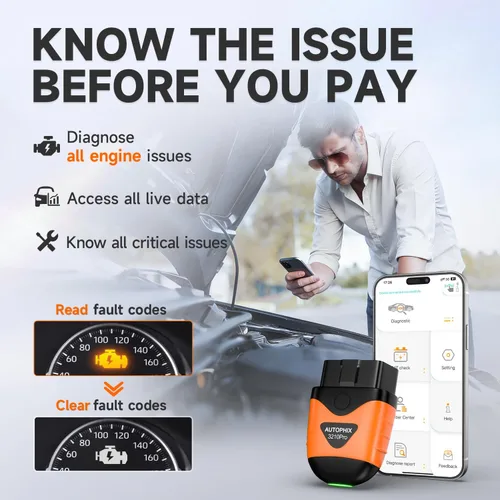 Vista 2 de AUTOPHIX Escáner 3210 Pro OBD2 Bluetooth - Comprueba todos los códigos de falla del motor para todos los vehículos de 1996+ - Escáner de auto fácil