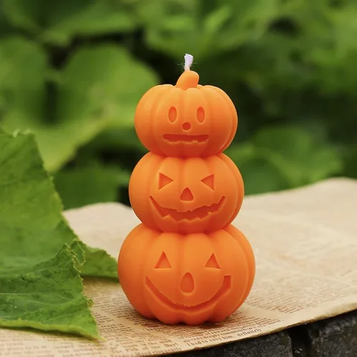 Vista 7 de Molde de vela de calabaza, molde de silicona de calabaza de terror 3D, molde de silicona reutilizable para velas de bricolaje, jabón hecho a mano