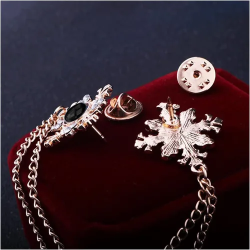 Vista 4 de Broche de cadena con borlas de cristal cruzado, con borlas de diamantes de imitación, pasadores dorados y plateados para hombres y mujeres, traje