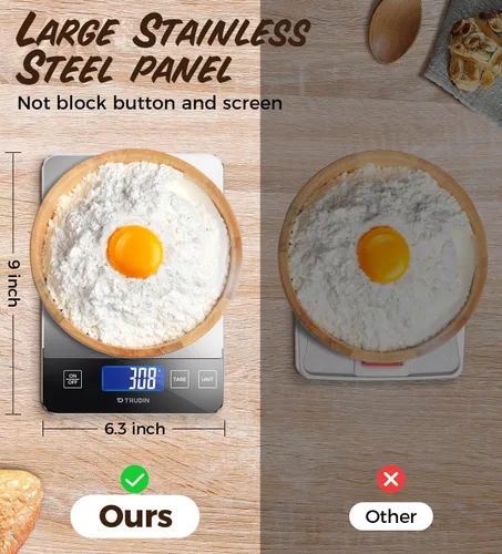 Vista 2 de Báscula de alimentos de 33 libras, báscula digital de cocina de grado NASA, mide con precisión gramos y onzas para hornear y cocinar, vidrio