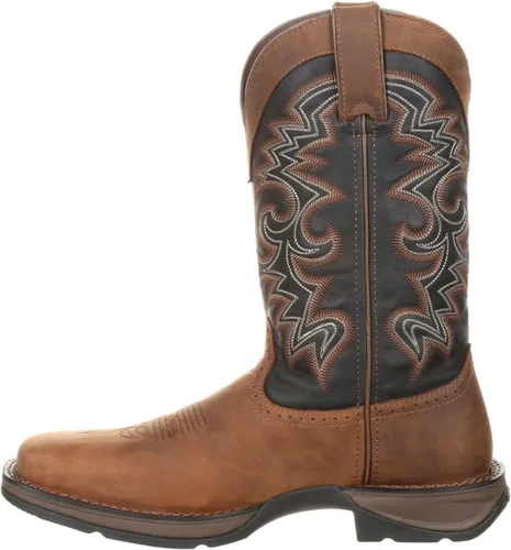 Vista 9 de Durango Botas patrióticas de tira para hombre, estilo occidental con bandera Marrón