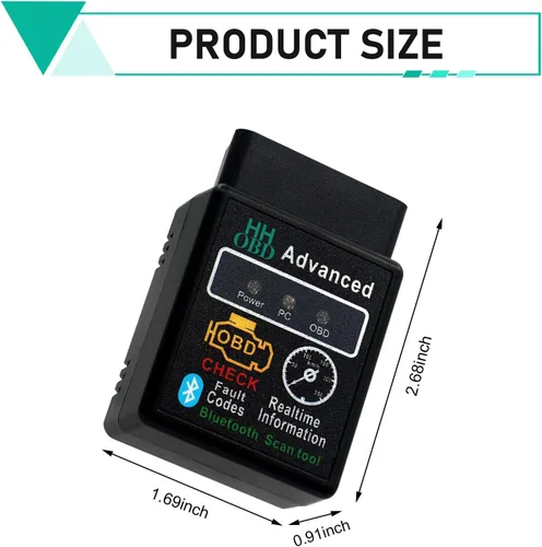 Vista 2 de Herramienta de diagnóstico OBD2 Bluetooth para automóvil, lector de código en tiempo real Plug and Play, restablecimiento y borrado del escáner