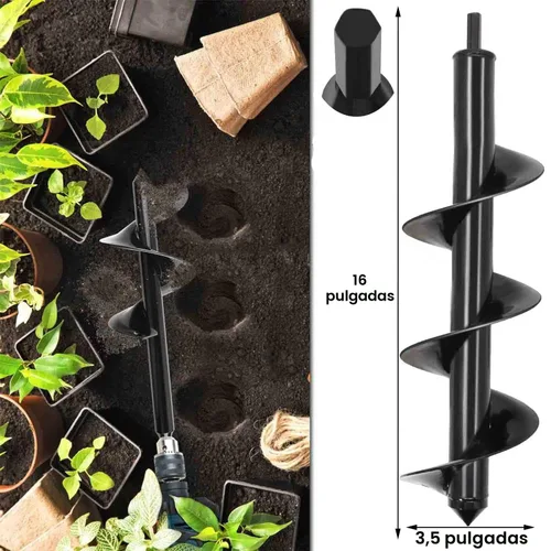 Vista 2 de TCBWFY Broca de taladro de jardín para plantar de 1.6 x 16.5 pulgadas y 3.5 x 16 pulgadas, herramienta de maceta resistente para cavar agujeros
