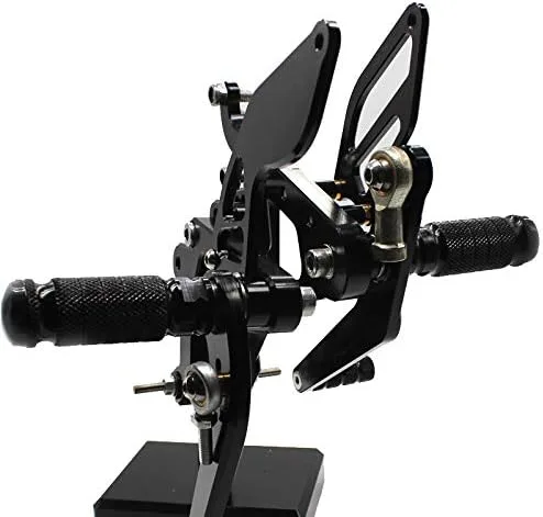 Vista 6 de Reposapiés de motocicleta ajustable de aluminio Billet para Yamaha YZF R6 2003 2004 2005 (negro)