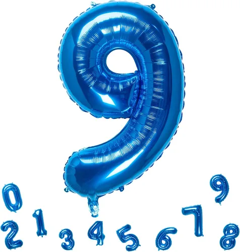 Vista 8 de Globos azules del número 0 de 32 pulgadas, globos de aluminio digitales para decoración de fiesta de cumpleaños (globo azul número 0)