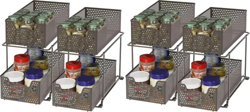 Vista 14 de Simple Houseware - Cajón organizador de cesta deslizante de 2 niveles, bronce