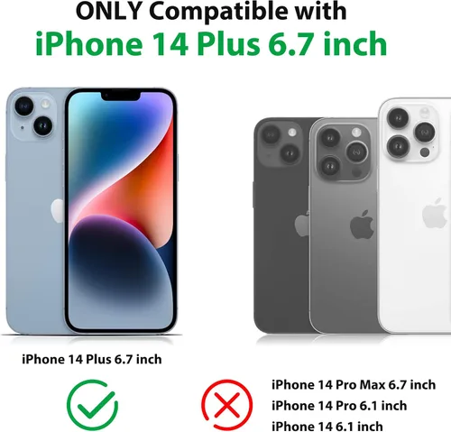 Vista 2 de Jiunai Funda para iPhone 14 Plus a Prueba de Golpes Antipolvo Protección de Servicio Pesado Protectora Antiarañazos de Doble Capa Resistente Rugosa