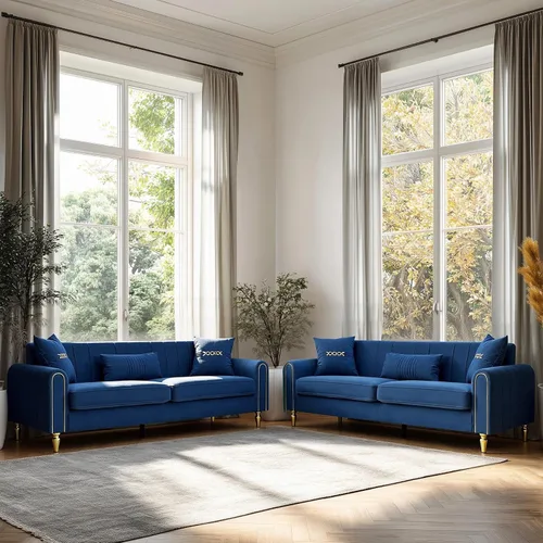 Vista 11 de Sofá de terciopelo de 87.5 pulgadas para sala de estar, moderno sofá de 3 plazas con 3 almohadas suaves, cómodo sofá de dos plazas tapizado de gran