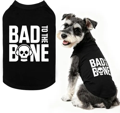 Vista 24 de BINGPET Bad to The Bone - Camiseta de algodón suave para cachorros, transpirable, ligera, para disfraz de perro, chaleco sin mangas, lavable a