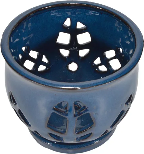Vista 3 de W&W Maceta de orquídeas con agujeros y platillo para trasplantar, azul, 6.5 pulgadas