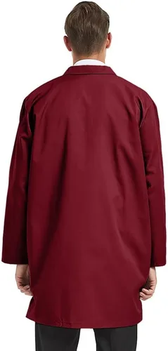 Vista 2 de TOPTIE Abrigo de laboratorio unisex para médico, uniforme de médico, abrigo Borgoña