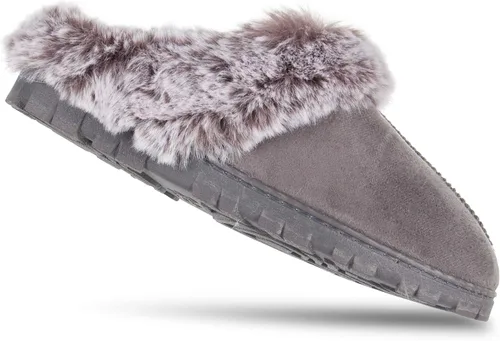 Vista 10 de Jessica Simpson. - Zueco de piel sintética para mujer, pantuflas cómodas y peludas para interiores con espuma viscoelástica.