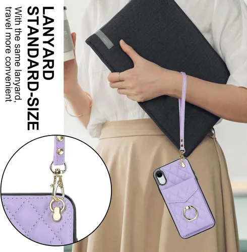 Vista 7 de Asuwish Funda de teléfono para iPhone XR 6.1 con protector de pantalla de vidrio templado y anillo RFID bloqueo tarjetero TPU Cell iPhoneXR