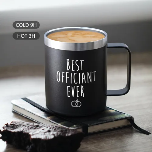 Vista 5 de LiqCool Officiant Gift, Best Officiant Ever - Taza de café aislada, 12 onzas, color negro